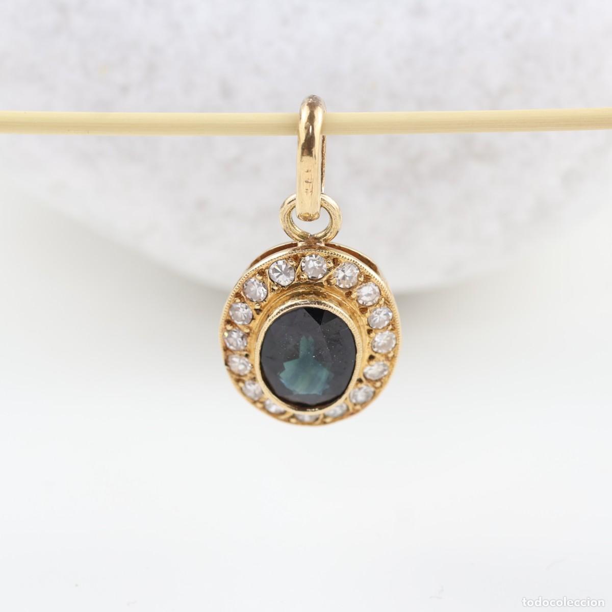Joyeria: Colgante oro 18K con zafiro natural y diamantes &ndash; Certificado IGE