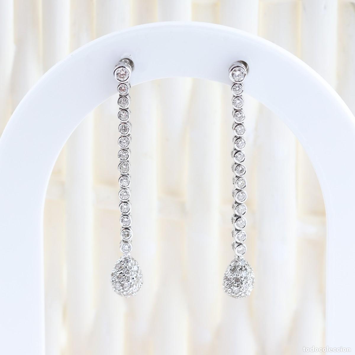 Joyeria: Pendientes largos de diamantes en oro blanco 18K &ndash; 1,37 ct &ndash; Certificado IGE