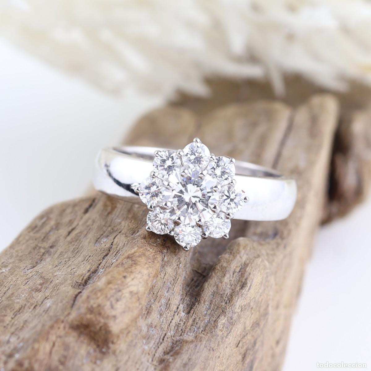 Joyeria: Anillo roseta de diamantes 1,76 ct en oro blanco de 18K &ndash; Certificado