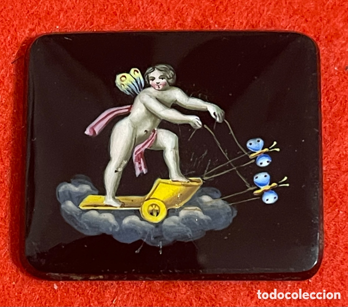 Joyeria: Hermosa Placa de &oacute;nix, pintada, de &eacute;poca Art Deco. Ideal para broche