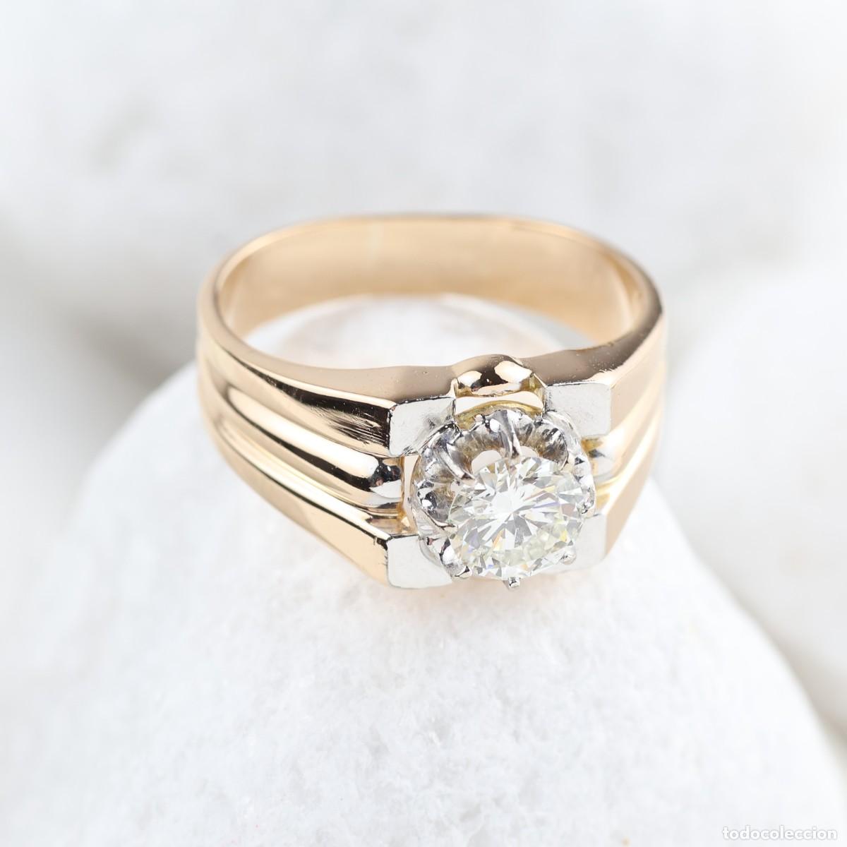 Joyeria: Solitario para caballero con diamante 0,89 ct en oro 18K &ndash; Certificado