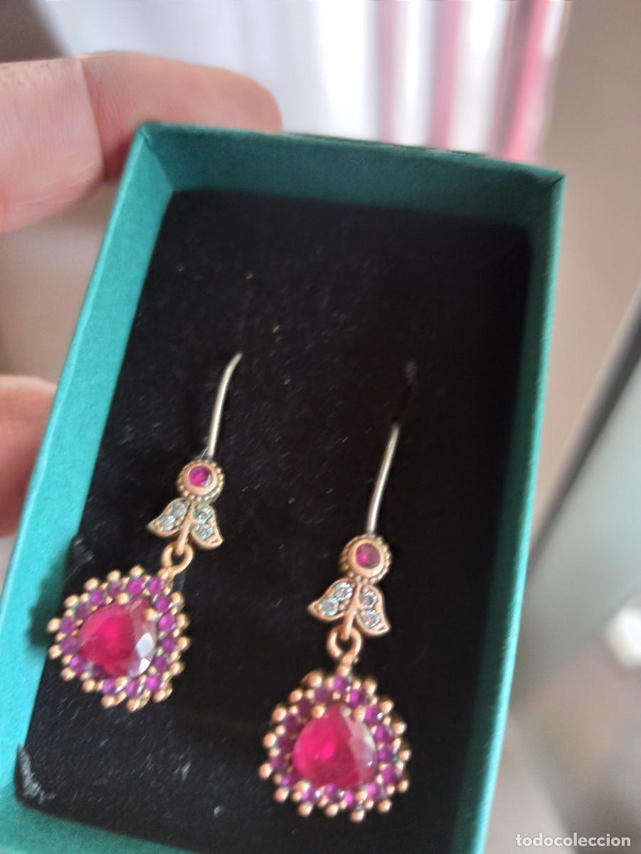 Joyeria: Pendientes plata rubies