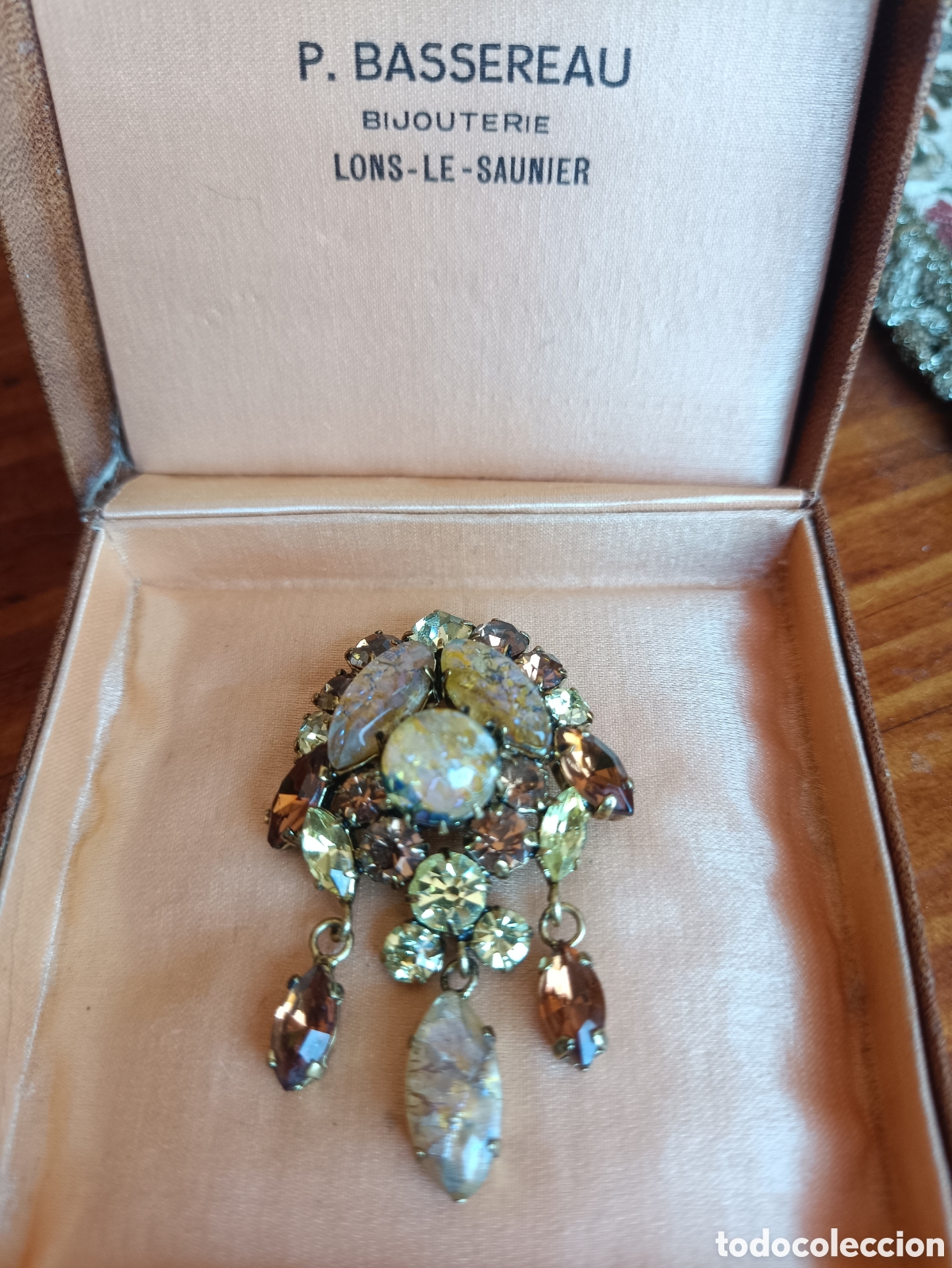 Joyeria: Broche Vintage A&ntilde;os 50/60 con Colgantes - Cristales &rdquo;Easter Egg&rdquo; (Huevo de Pascua) y Strass &Aacute;mbar