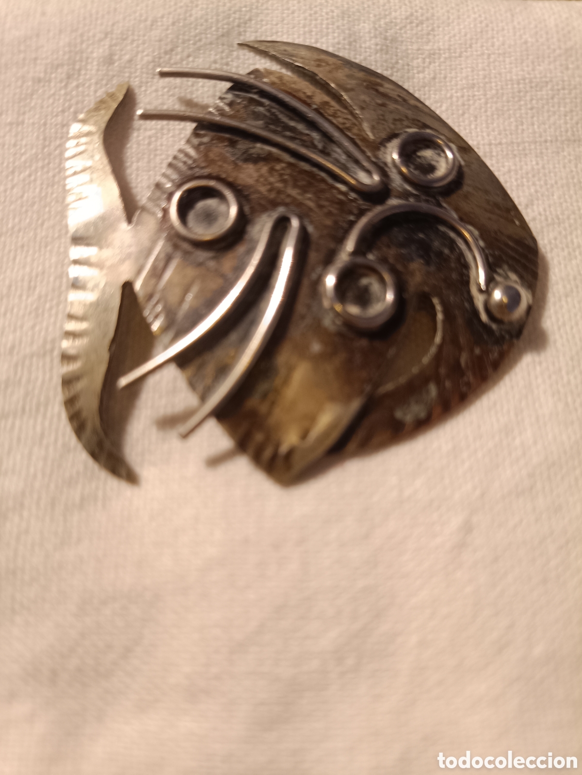 Joyeria: Broche Vintage de Autor A&ntilde;os 50/60 - Dise&ntilde;o Pez Abstracto Modernista - Estilo Brutalista / Mid-Centu