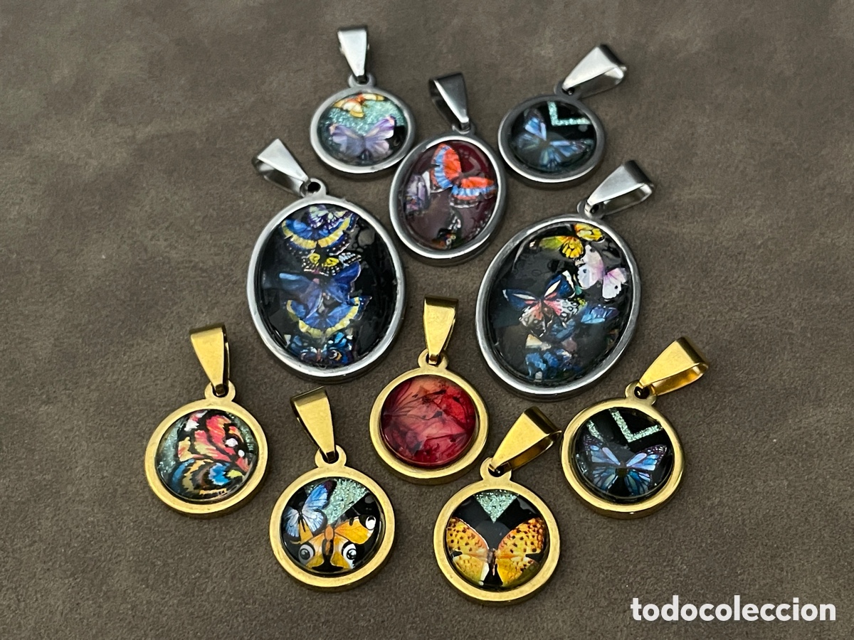 Joyeria: Lote de 10 medallas con mariposas