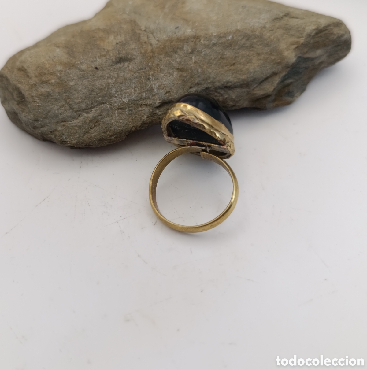 Joyeria: Anillo Mineral Obsidiana Bronce Ajustable - Foto 3