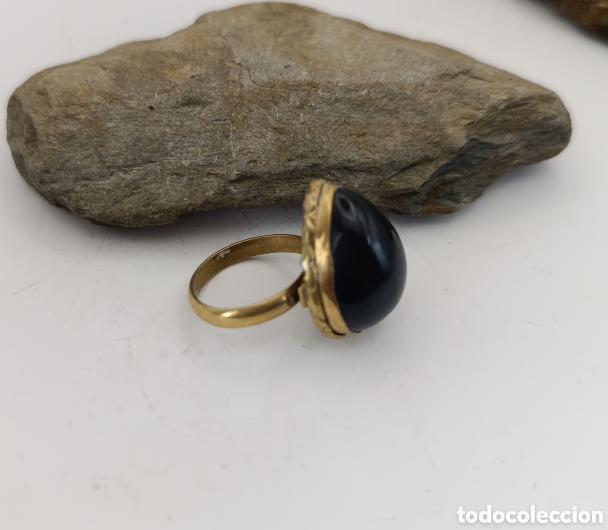 Joyeria: Anillo Mineral Obsidiana Bronce Ajustable - Foto 4