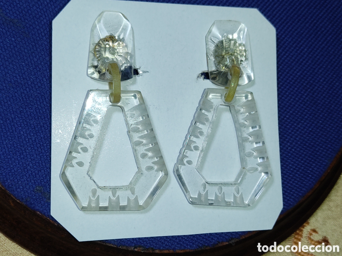 Joyeria: Pendientes de Lucite tallado,a&ntilde;os 40.Nuevos. *V*