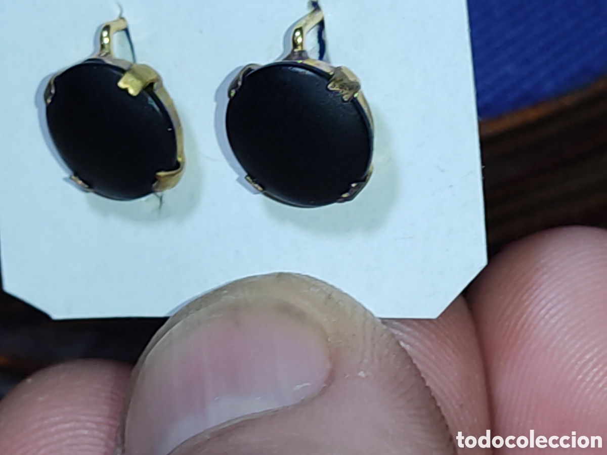 Joyeria: Pendientes de boton de luto de cristal negro mate, cierre catal&aacute;n.A&ntilde;os 40. *X*