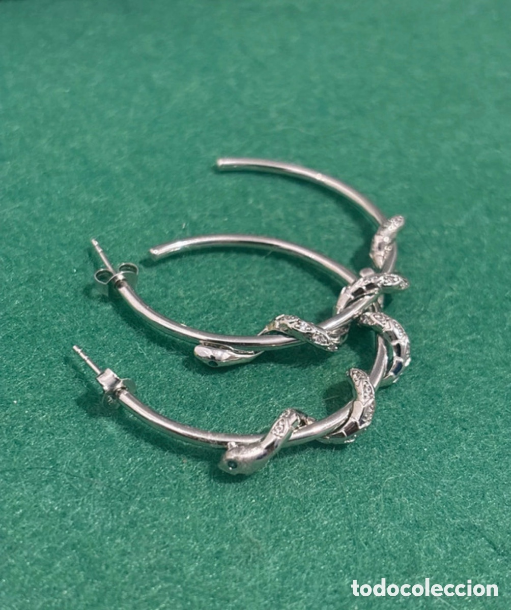 Joyeria: Preciosos pendientes de plata y circonitas con serpientes