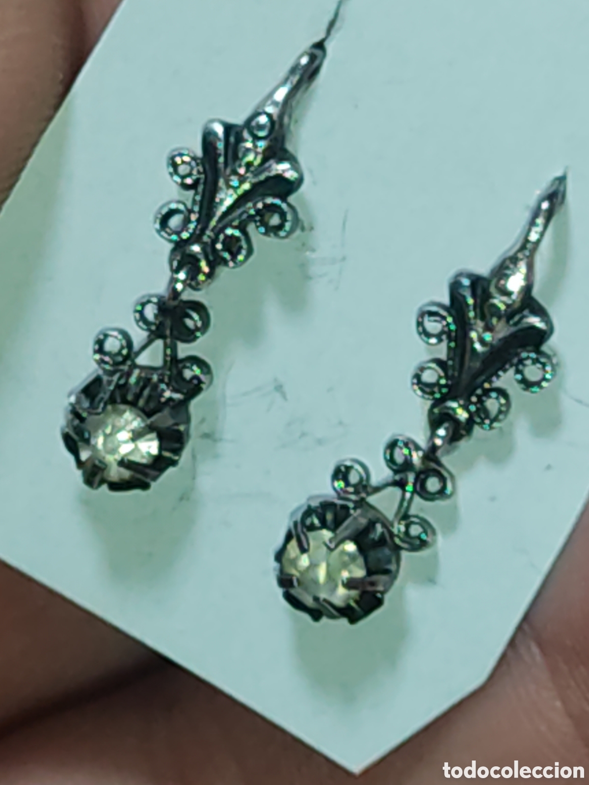 Joyeria: Antiguos pendientes modernistas plateados,cierre catal&aacute;n.