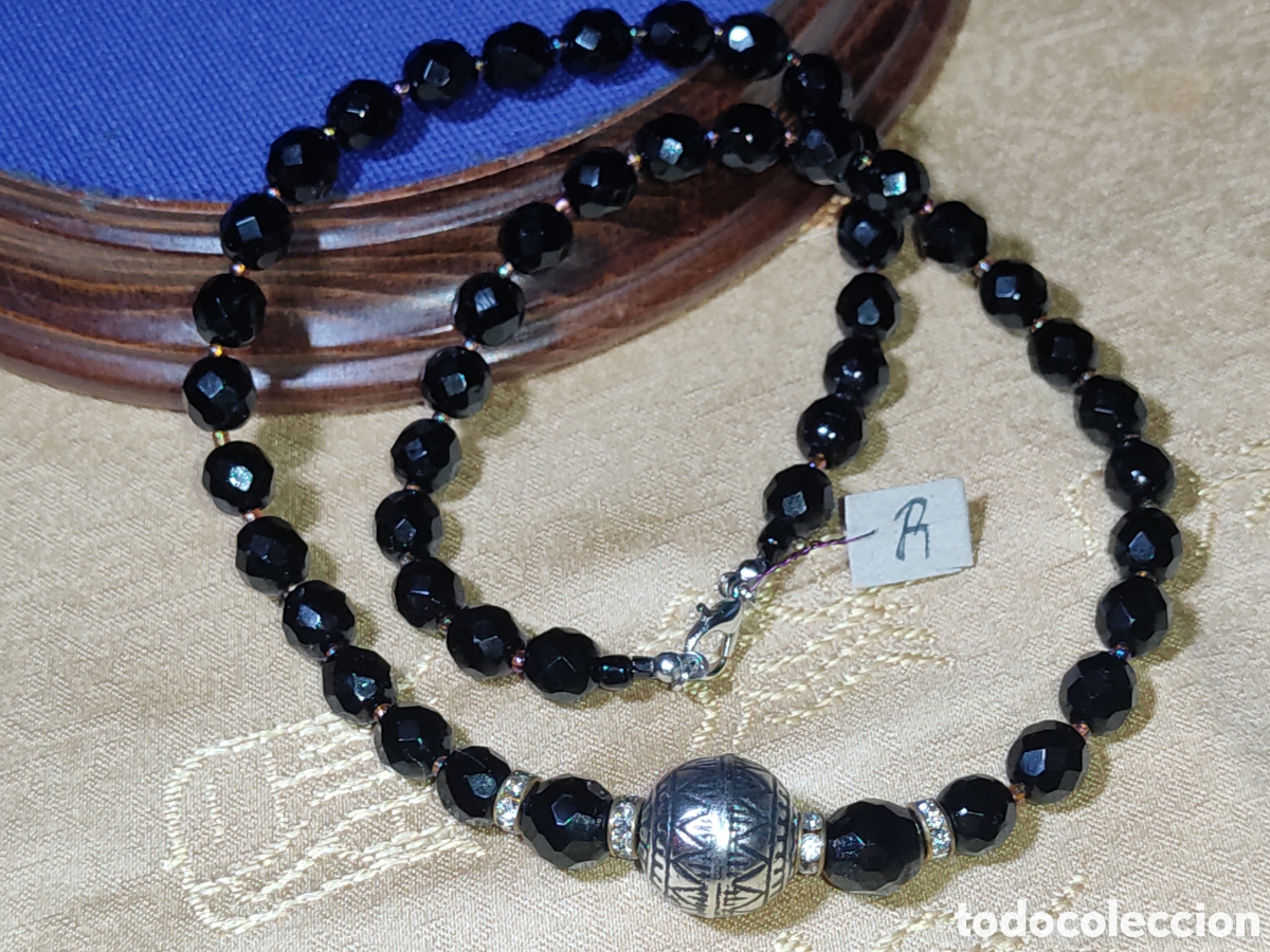 Joyeria: Collar de cristal negro facetado.Vintage. *R*
