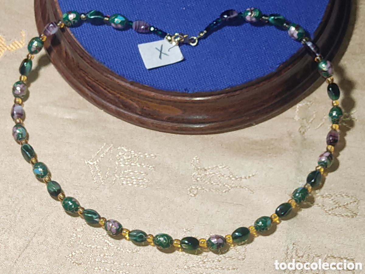 Joyeria: Collar de lat&oacute;n esmaltado o Cloisonne y cristal de Murano.Vintage. *X*