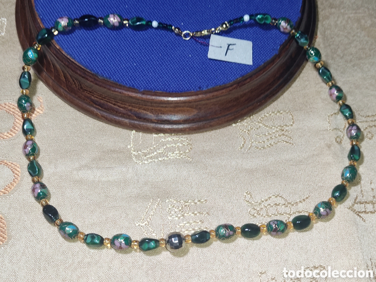 Joyeria: Collar de lat&oacute;n esmaltado o Cloisonne y cristal de Murano.Vintage. *F*