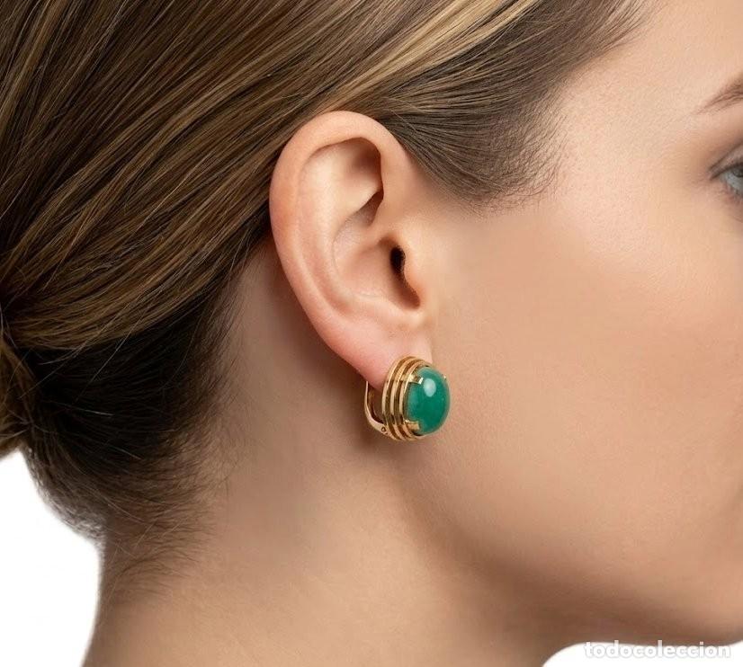 Joyeria: Elegantes Pendientes de Oro macizo 18kt con Cabujones de Amazonita &ndash; Dise&ntilde;o Atemporal