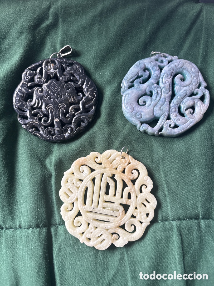 Joyeria: Lote colgantes medallones Jade (A5)