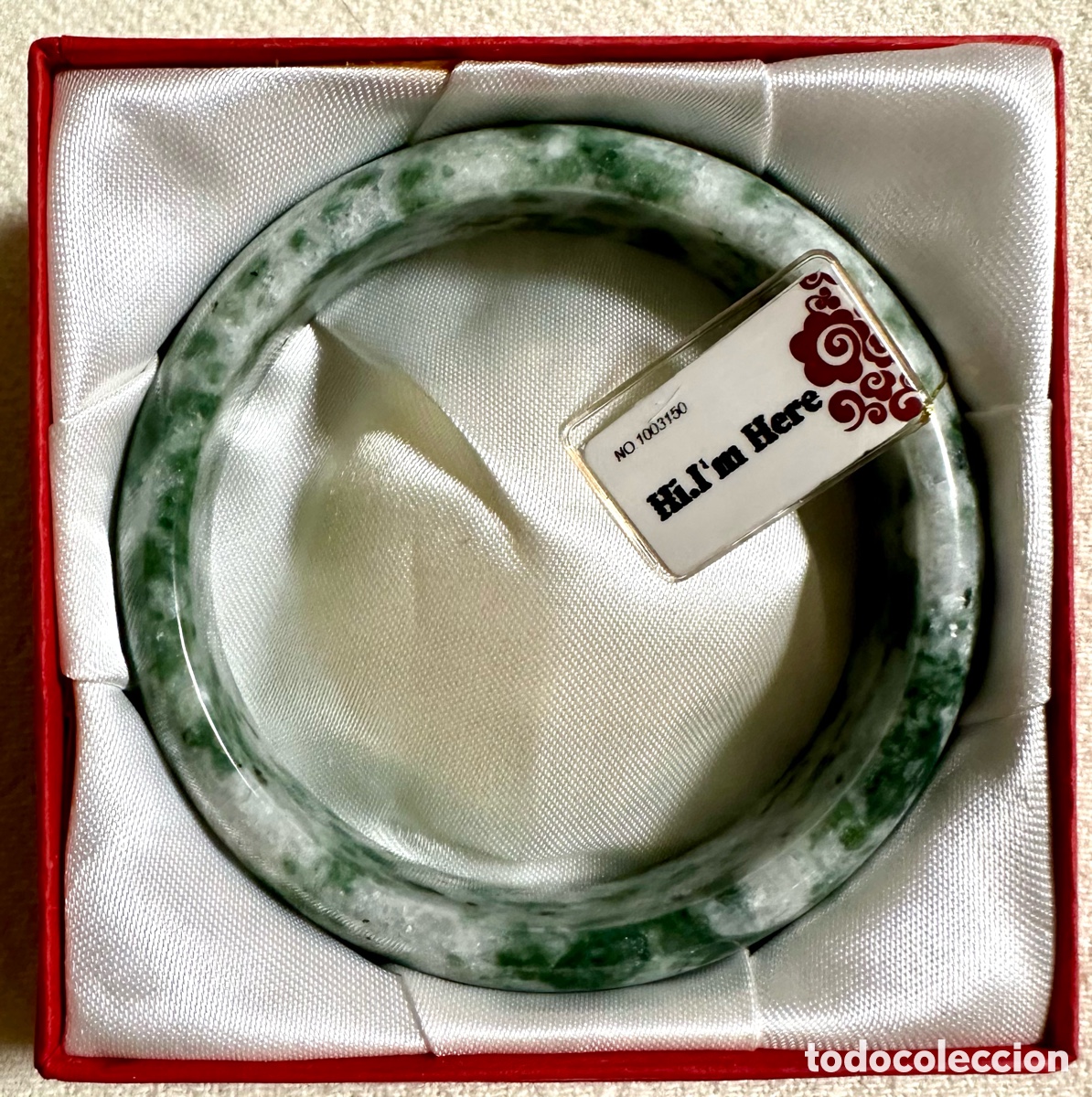 Schmuck: Brazalete de jade 100% natural, tipo jonc (bangle), tallado y pulido. Sin usar.