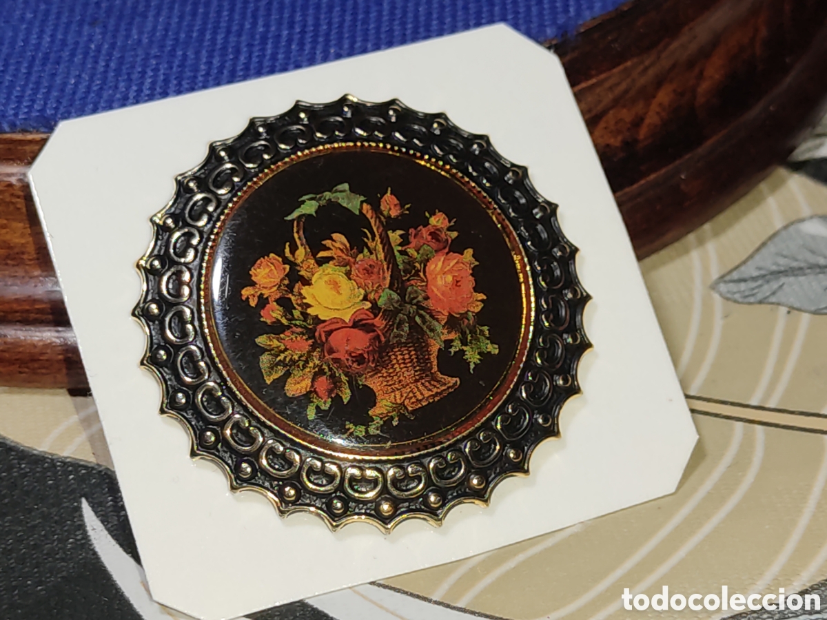 Joyeria: Bonito broche ruso,cesta de flores.Vintage.