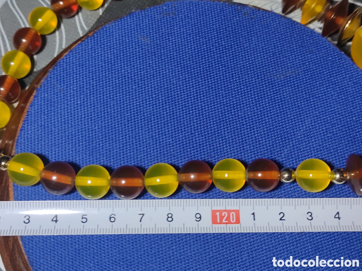 Joyeria: Collar de resina o pasta imitando a &aacute;mbar. - Foto 6