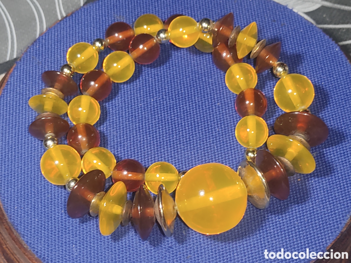 Joyeria: Collar de resina o pasta imitando a &aacute;mbar. - Foto 8