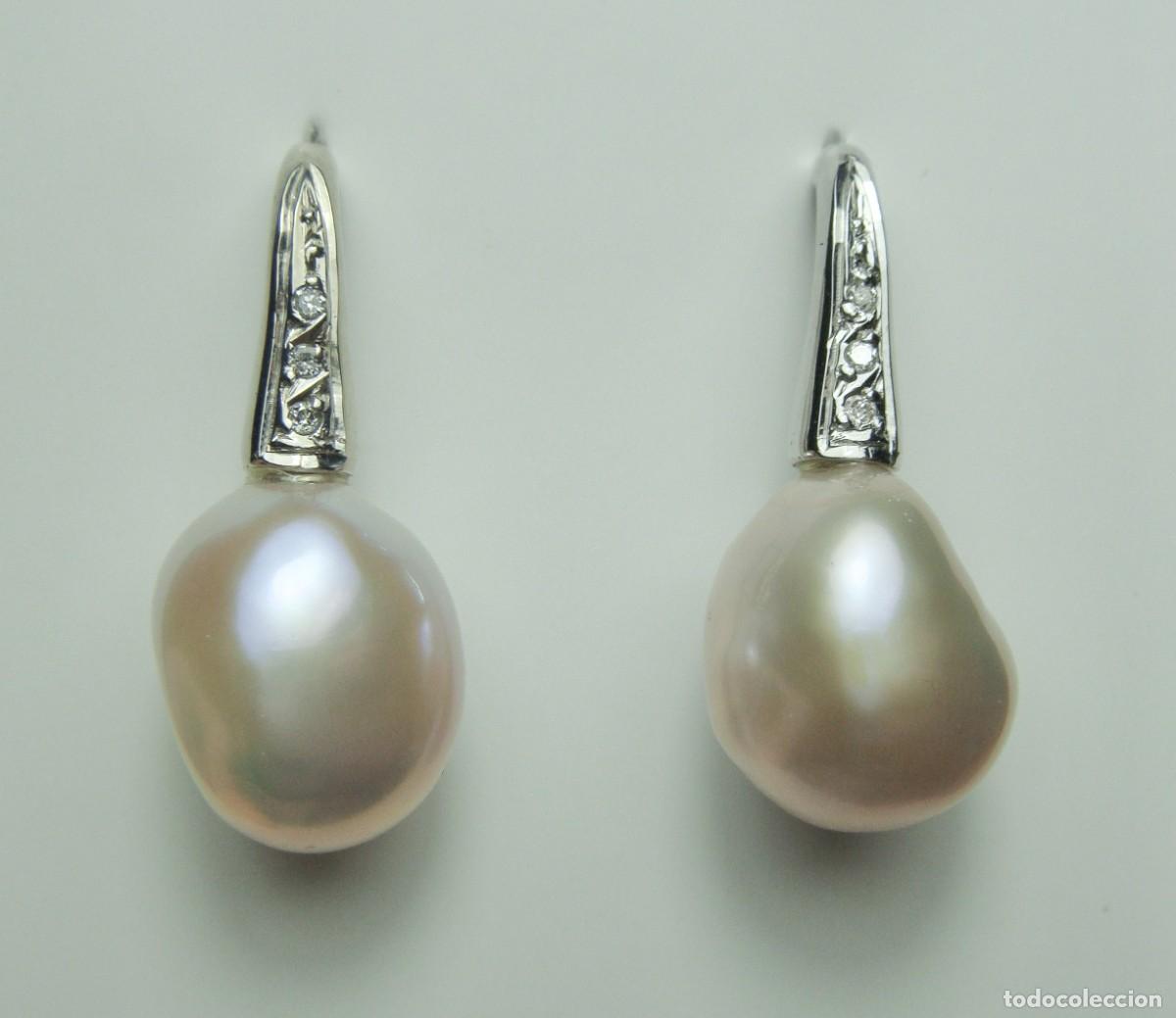 Joyeria: Pendientes de Oro Blanco y Diamantes &middot; Perlas Barrocas Naturales