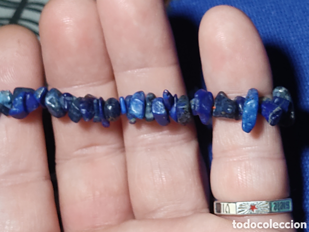 Joyeria: Pulsera de trozos de lapisl&aacute;zuli natural.Vintage. *S2* - Foto 4