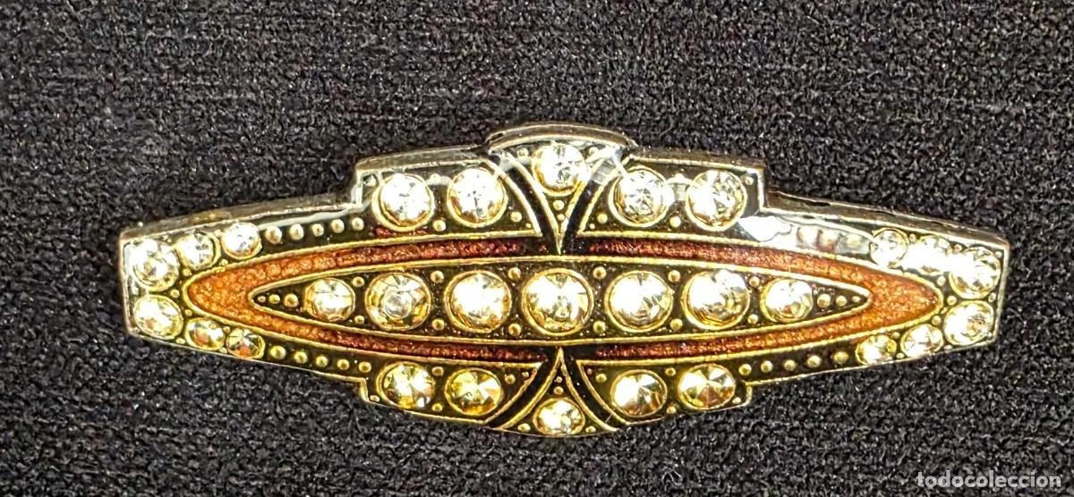 Joyeria: Broche Vintage Art D&eacute;co con Cristales y Esmalte Dorado &ndash; Joyer&iacute;a de Fantas&iacute;a &ndash; 5 cm