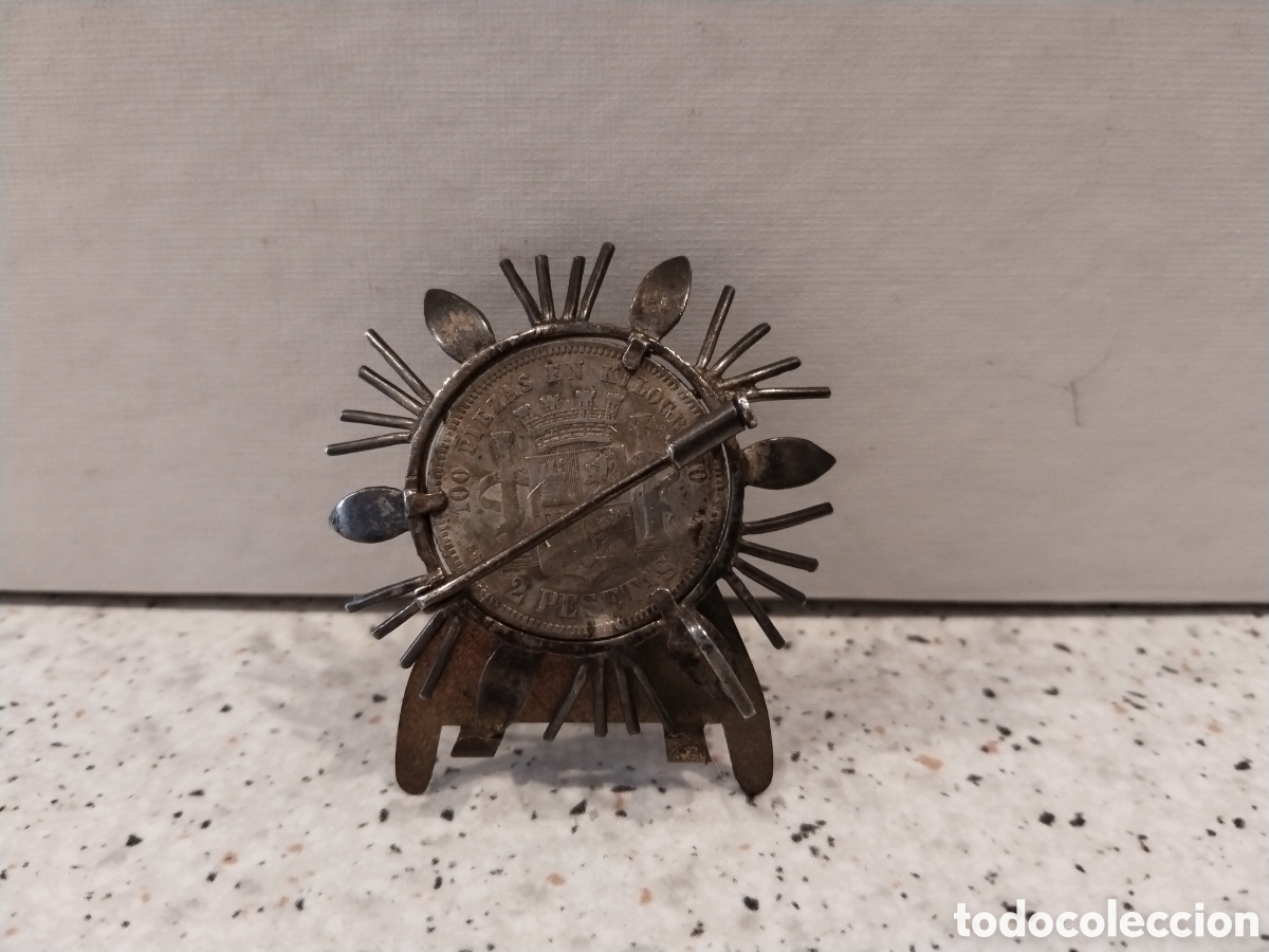 Joyeria: Broche con Moneda de 2 Pesetas de Plata - Foto 2