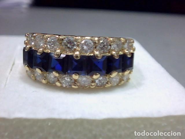Joyeria: anillo de diamantes y zafiros oro 18 kts