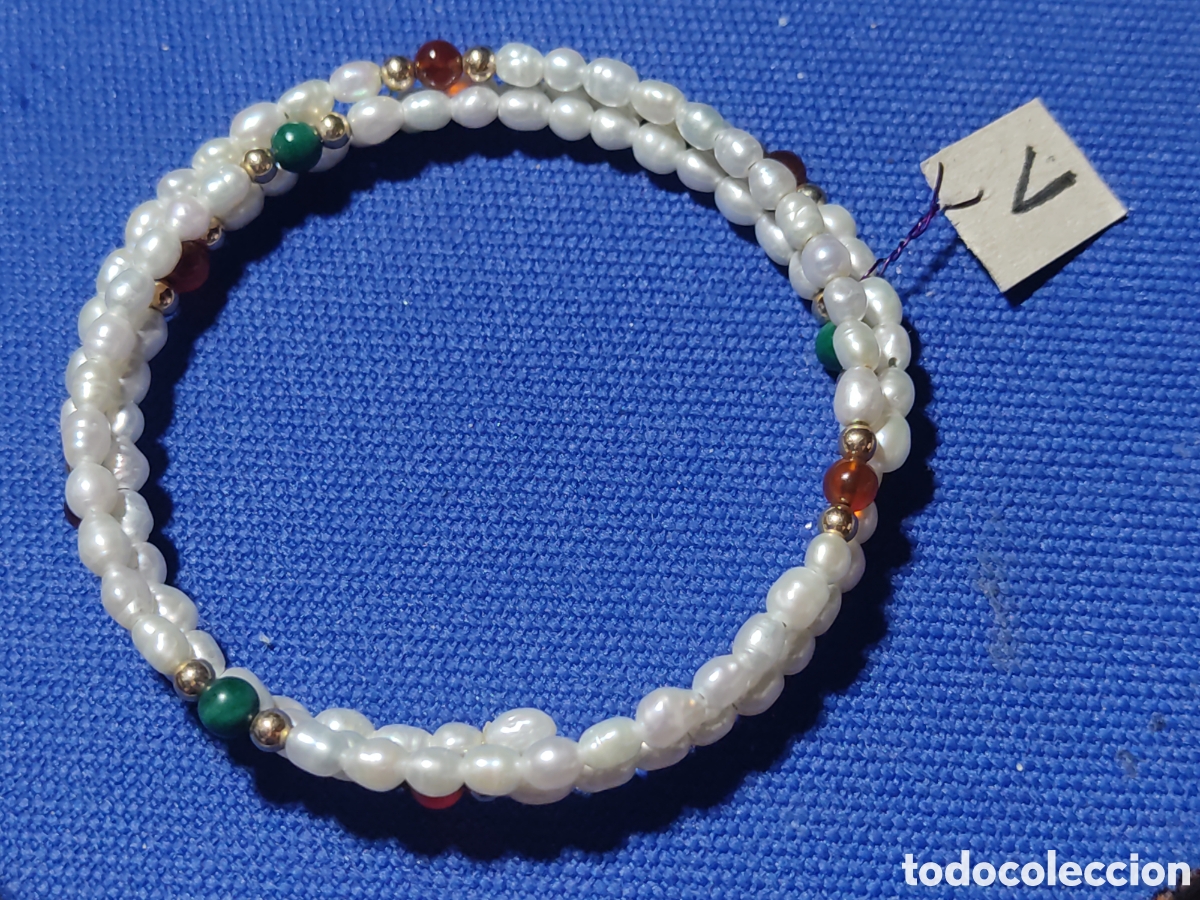 Joyeria: Pulsera de perlas de r&iacute;o y bolitas de pedrer&iacute;a.Vintage. *V*