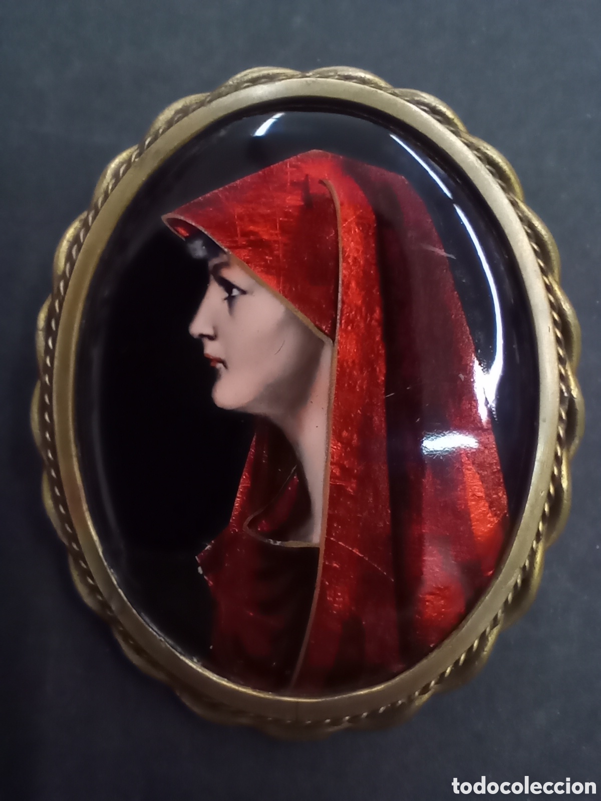 Joyeria: GRAN BROCHE ART DECO ESMALTE LIMOGES SANTA FABIOLA FIRMADO E. SOUPAL C. 1920