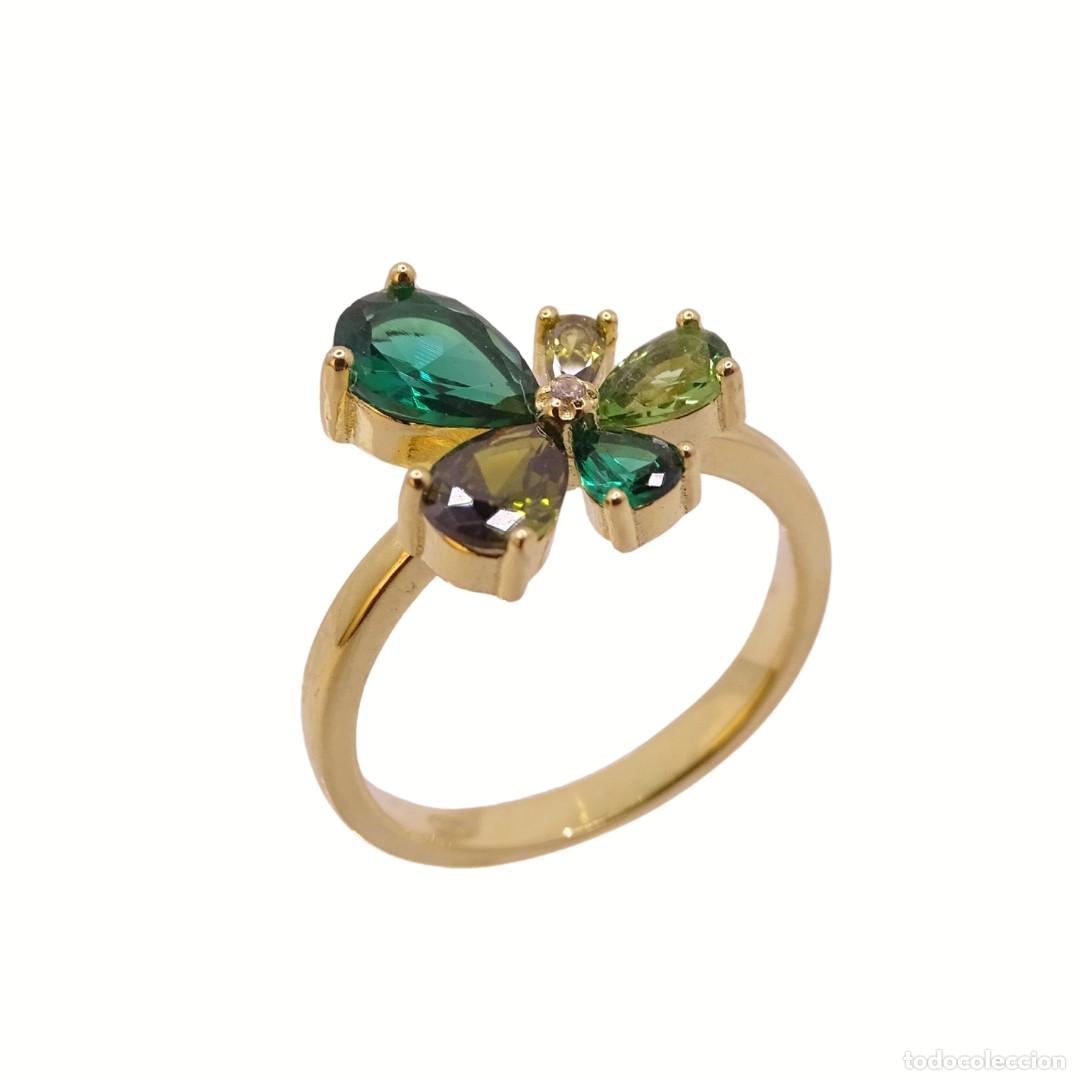 Joyeria: Anillo / Sortija &ldquo;Mariposa&rdquo;, plata de ley 925 ba&ntilde;ada en oro, s. XXI &ndash; Italia