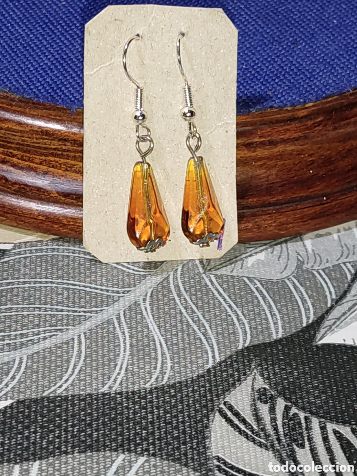 Joyeria: Pendientes l&aacute;grima de cristal de Murano color &aacute;mbar.Vintage.*1*