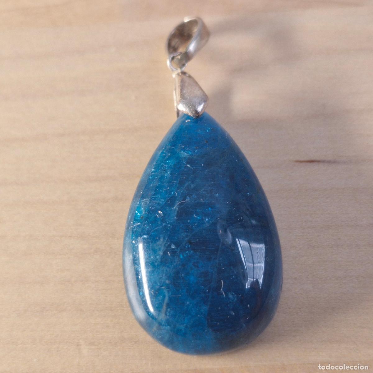 Joyeria: Colgante de Apatita Azul Natural y Plata 925 Calidad AAA+++