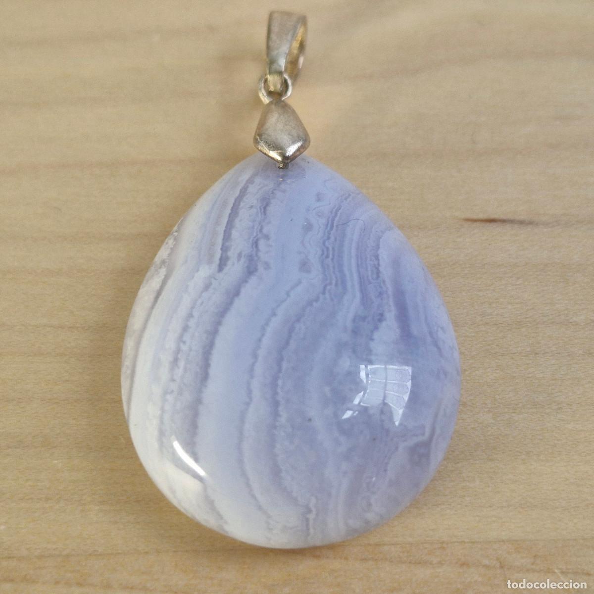 Joyeria: Colgante de Agata Lazo Azul Natural y Plata 925 Calidad AAA+++