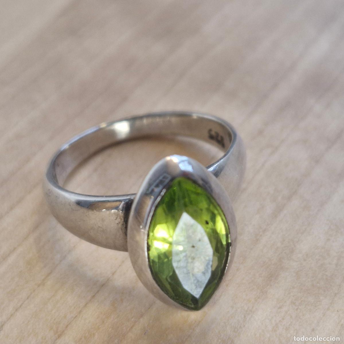 Joyeria: Anillo Plata de Ley 925 Gema de Peridoto Olivino Piedra de Fuego Calidad AAA+++