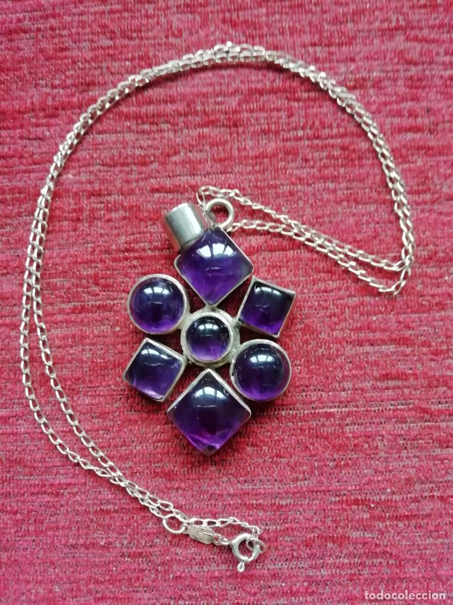 Joyeria: Colgante de plata y amatistas con cadena de plata