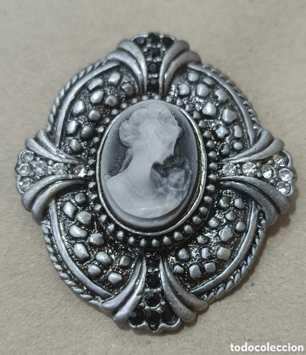 Joyeria: Broche Camafeo Vintage Estilo G&oacute;tico Victoriano / Plata Envejecida