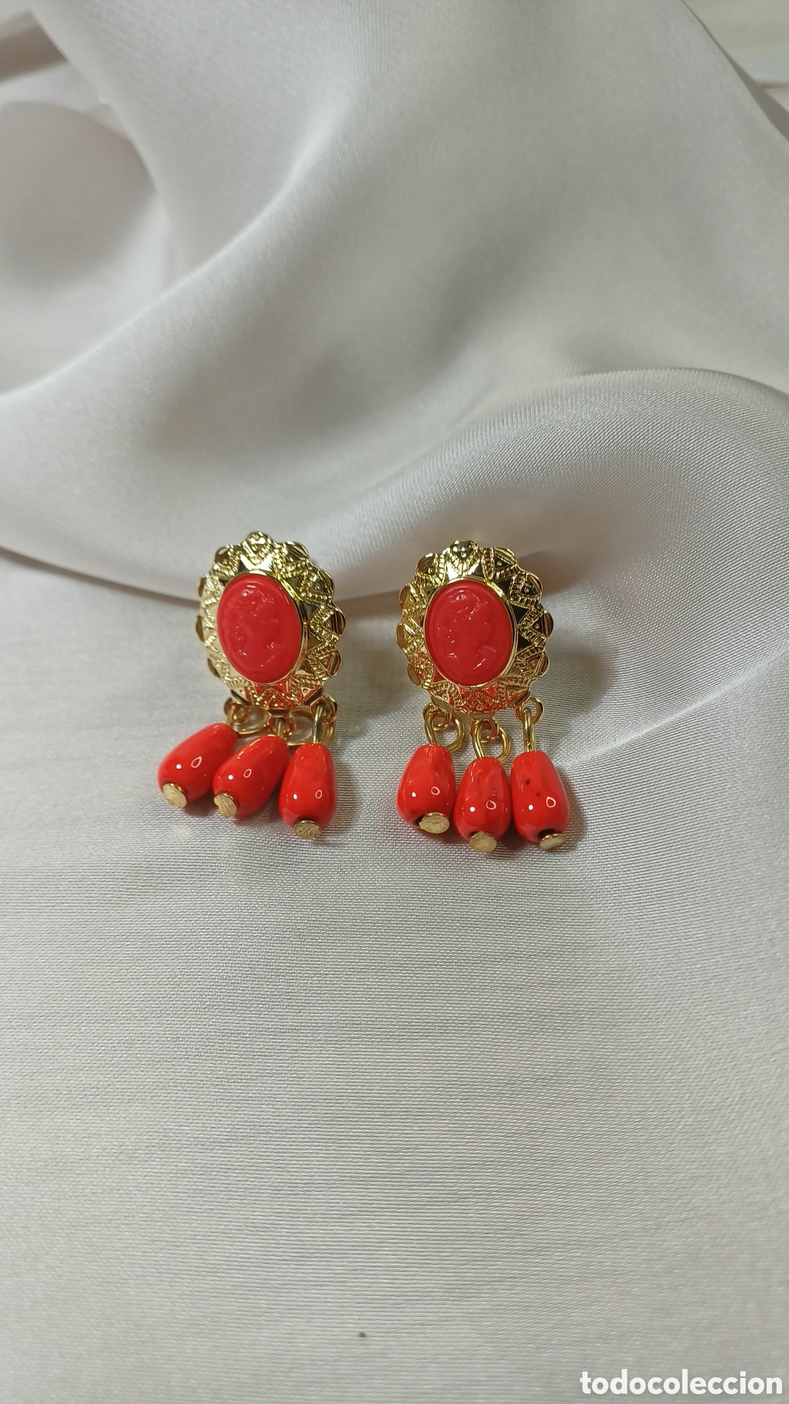 Joyeria: Pendientes Vintage Chapado Oro y Corales - Foto 2