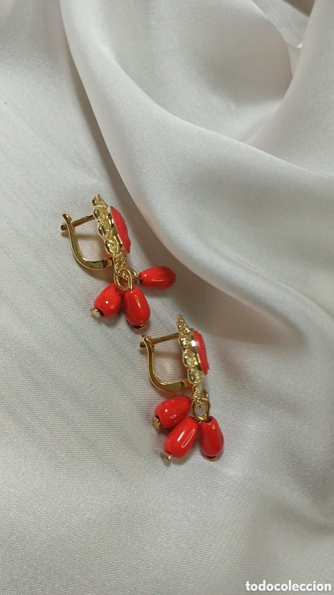 Joyeria: Pendientes Vintage Chapado Oro y Corales - Foto 6