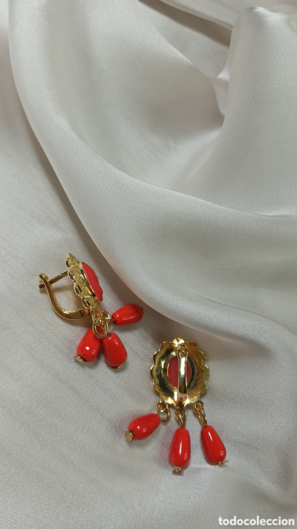 Joyeria: Pendientes Vintage Chapado Oro y Corales - Foto 11