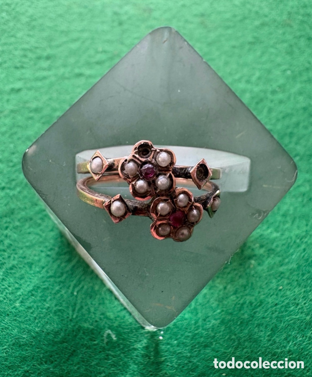 Joyeria: Anillo oro 14k para reparar con perlas y rub&iacute;es
