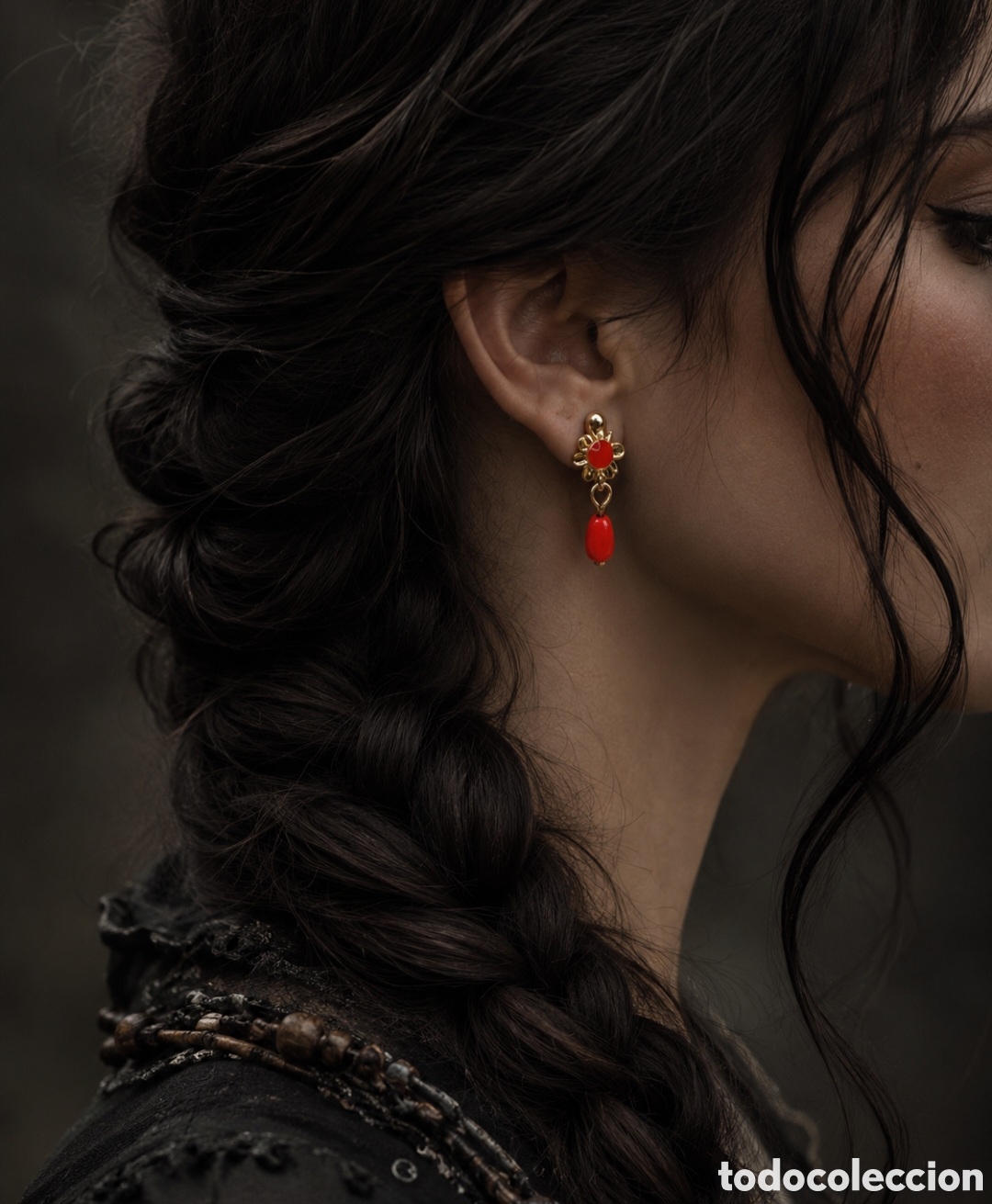 Joyeria: PENDIENTES VINTAGE CHAPADO EN ORO Y CORAL