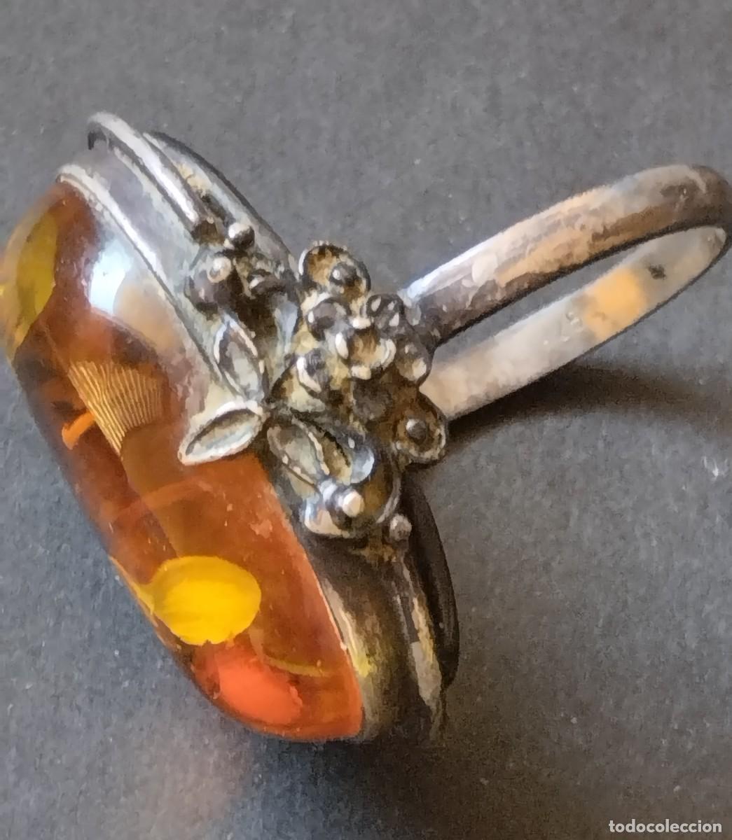 Joyeria: Anillo vintage plata y &aacute;mbar.