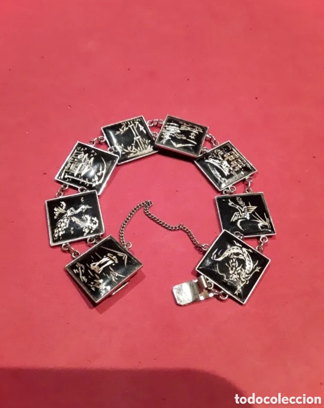 Joyeria: ANTIGUA PULSERA , CHINOISERIE. PLATA. ESMALTES GRABADOS. TOSHIKANE