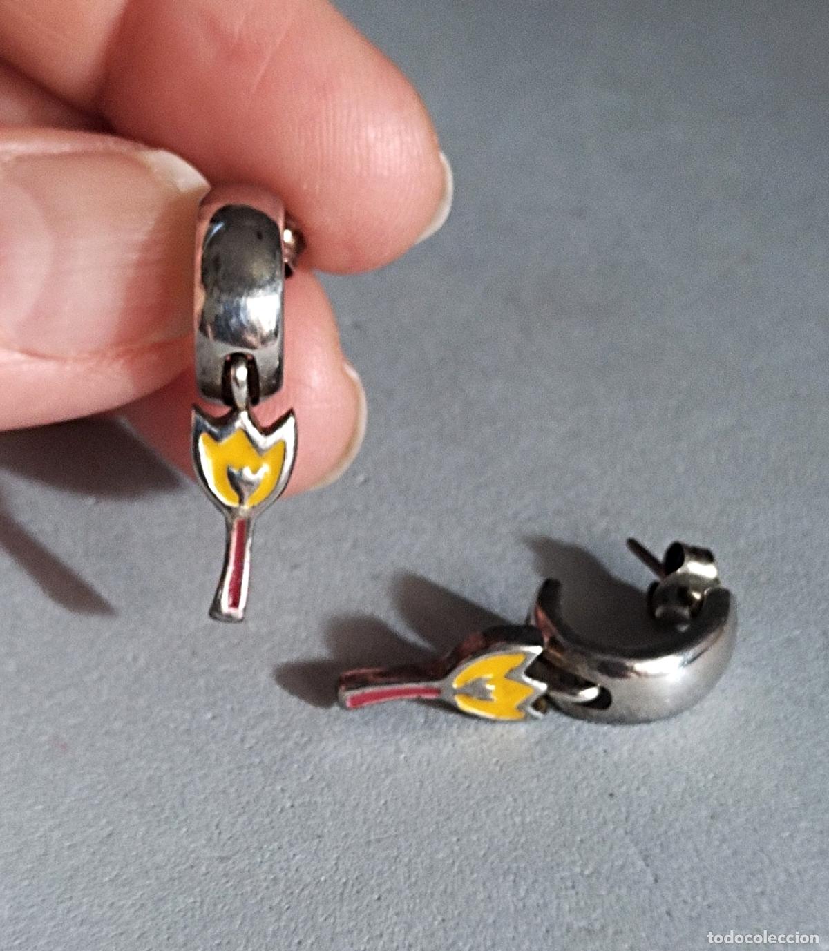 Joyeria: Pendientes de plata de ley con flor, tulip&aacute;n. - Foto 2