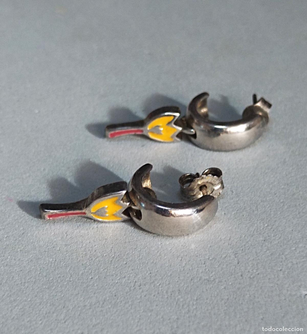 Joyeria: Pendientes de plata de ley con flor, tulip&aacute;n.