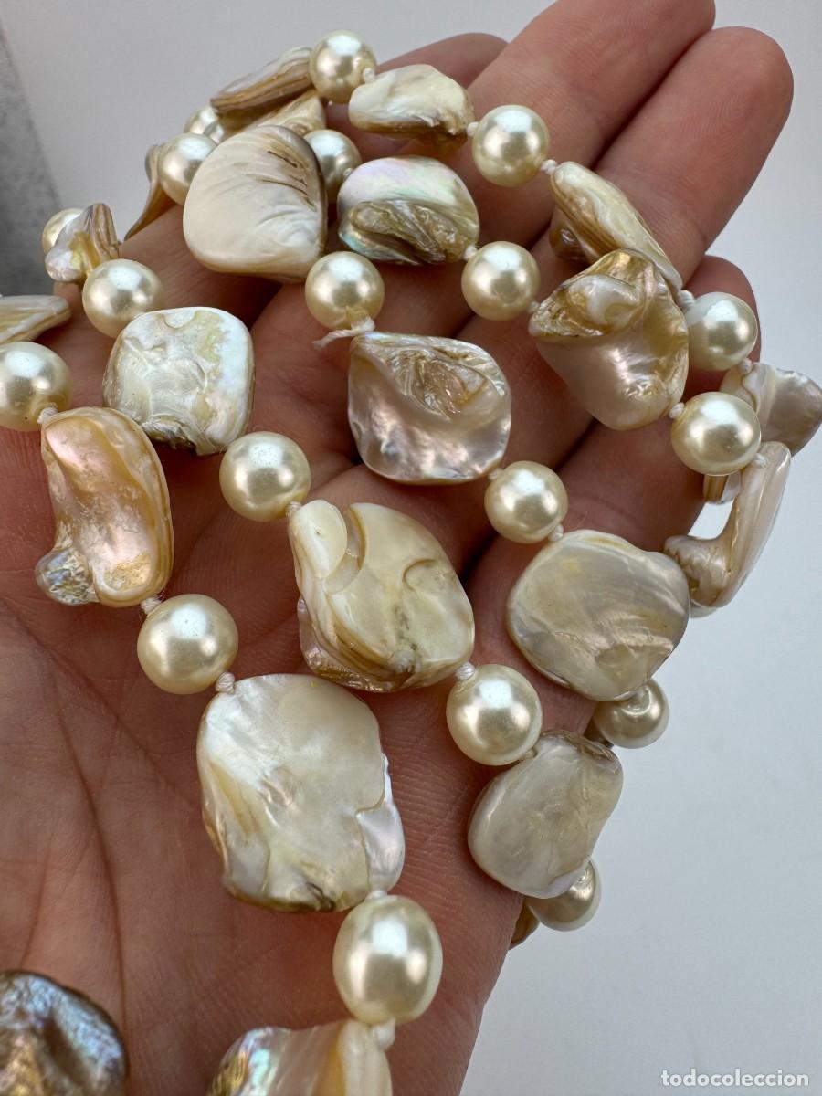 Joyeria: Collar artesanal de n&aacute;car y perlas estilo Boho Art - Foto 8