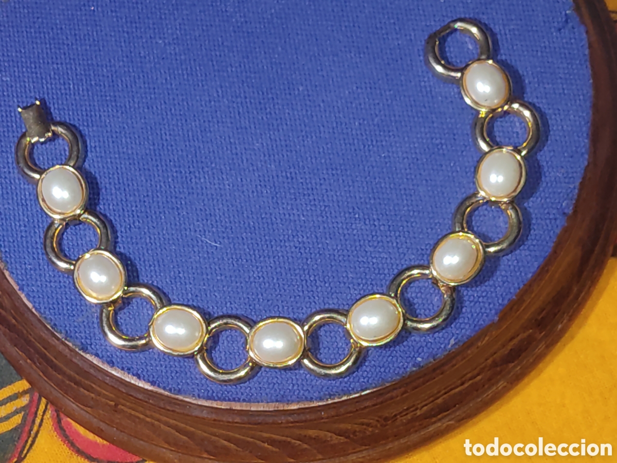 Joyeria: Pulsera dorada con perlas,a&ntilde;os 70.Nueva,sin uso.