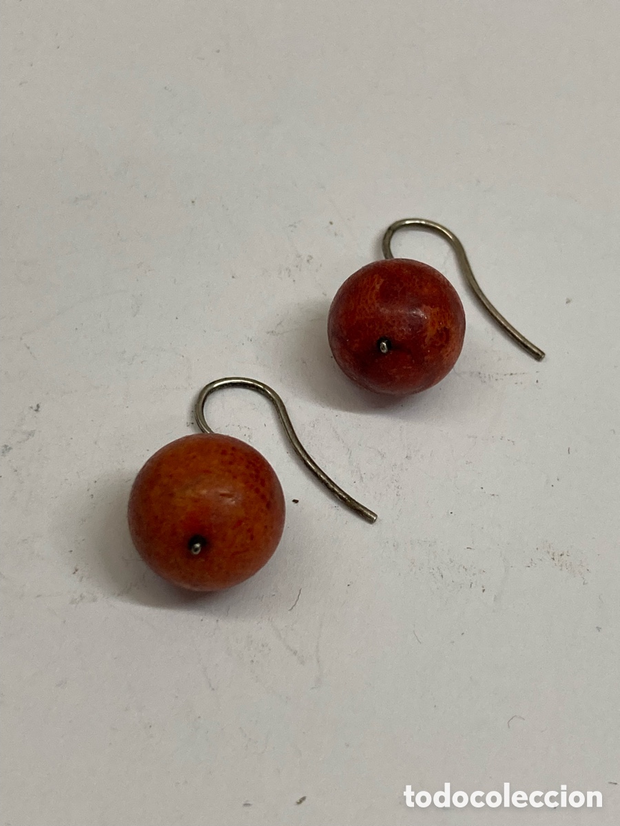 Joyeria: Pendientes de plata y coral P489